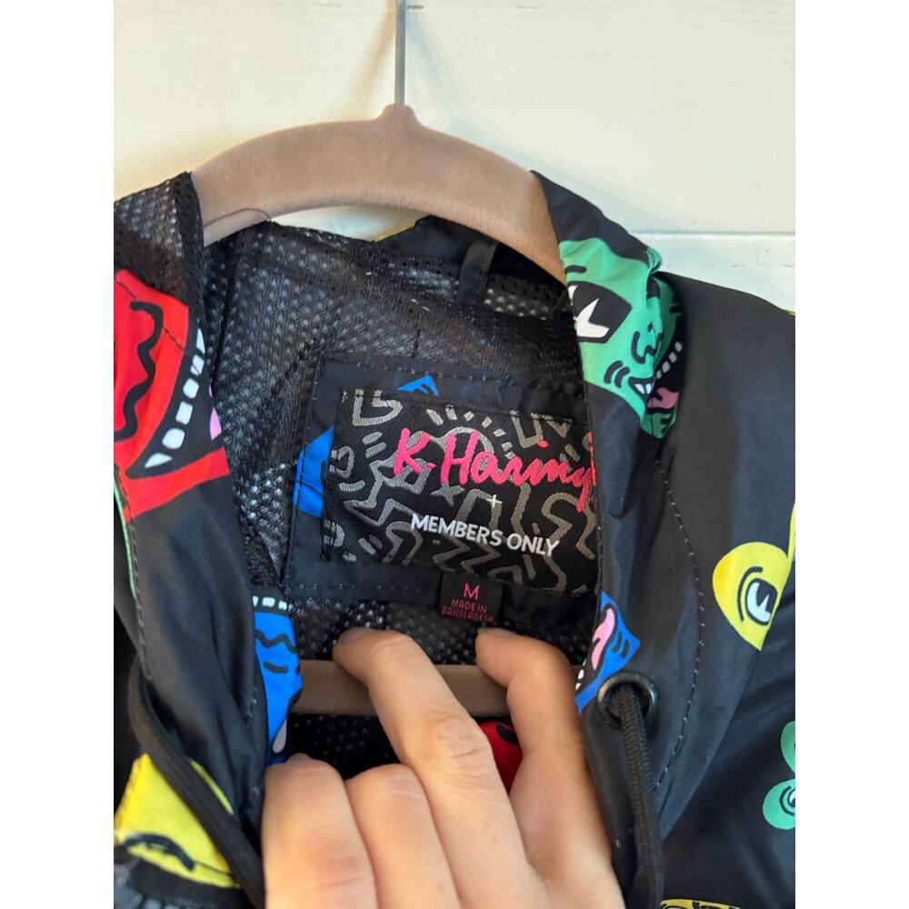 Keith Haring Members Only Jacket Windbreaker Large M Pop Art Hearts Apparel NWT - Picture 4 of 6